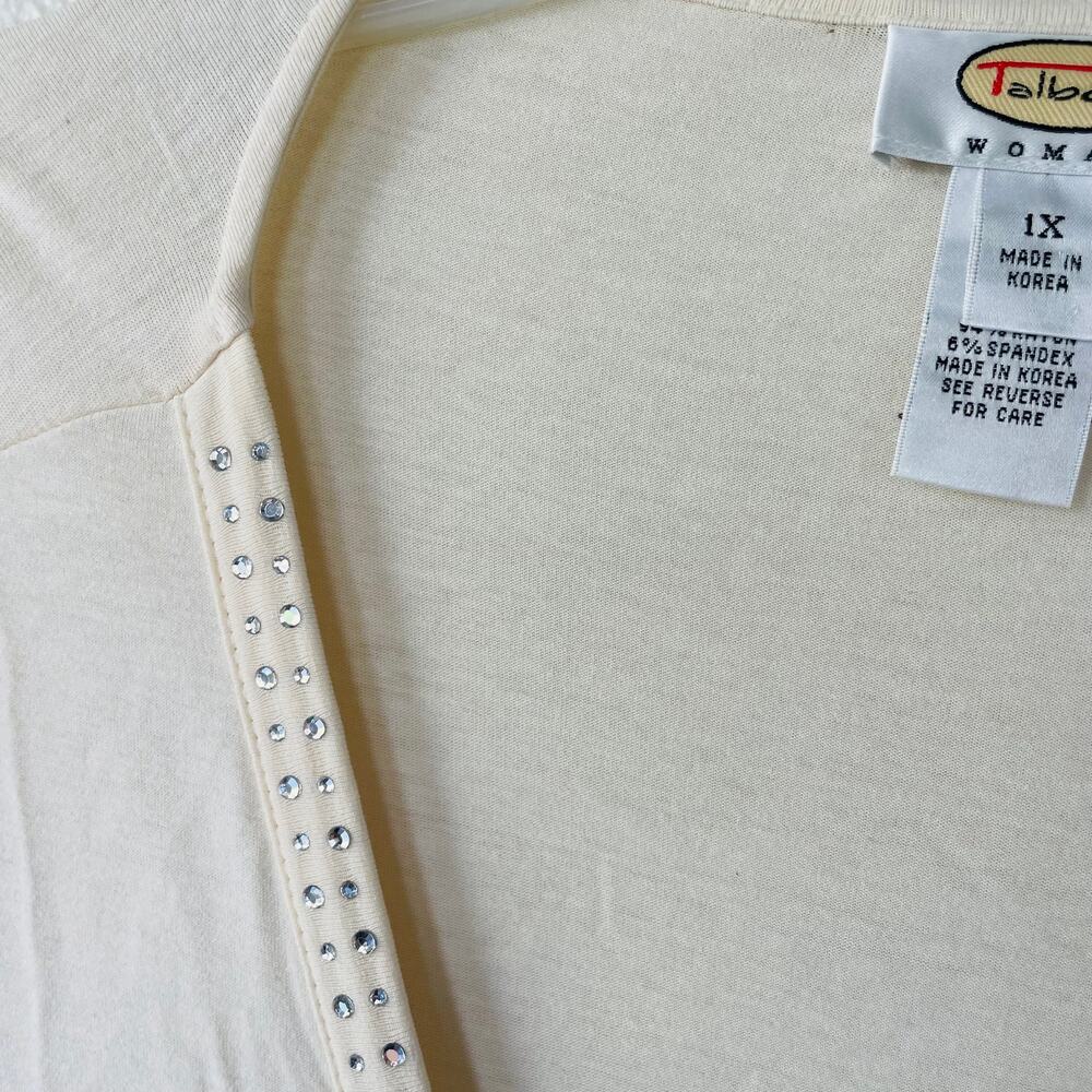 Talbots Size 1x Bling Collar 1 Button Cardigan Iv… - image 5